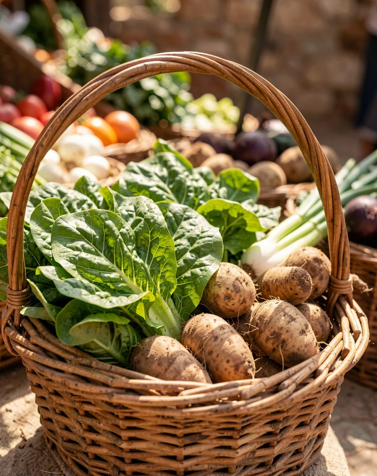 Vegetales de temporada en una cocina rústica